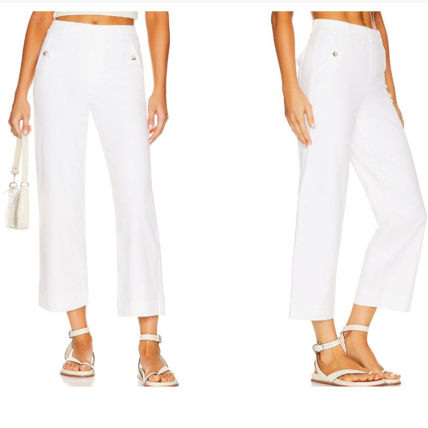 Revolve Spanx Stretch Twill Cropped Wide Leg Pant Xs Capsule Preppy Quiet Luxury